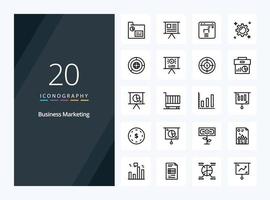 20 icono de esquema de marketing empresarial para presentación vector