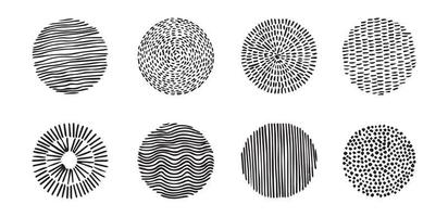 Set of doodle round patterns. Abstract shapes and design elements. Trendy pattern for poster, social media and other designs. Vector illustration.