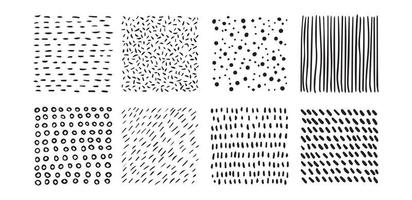 Set of doodle square patterns. Abstract shapes and design elements. Trendy pattern for poster, social media and other designs. Vector illustration.