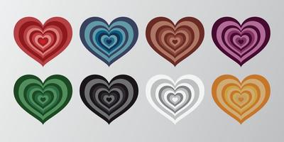 conjunto de formas de corazón en diferentes colores vector