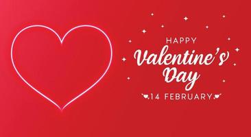 Happy valentines day background with red neon heart vector