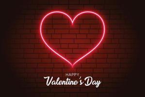 Valentines day red neon heart shape vector