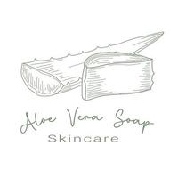 logotipo dibujado a mano para el cuidado de la piel de aloe vera vector