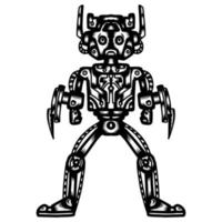 Vector robots in cartoon style. Isolated vector robots in transparent background