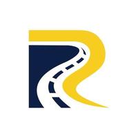 diseño de logotipo de carretera con una combinación de la letra r vector