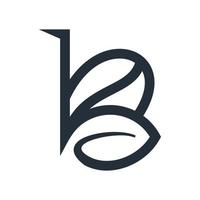 leaf logo design with letter b combination vector