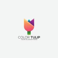 tulip logo design icon gradient color design vector