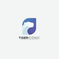 tiger iconic design logo gradient template vector