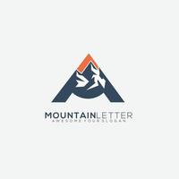 letter a with mountain design logo gradient template vector