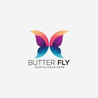 butterfly logo design gradient color vector