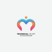 technical heart design logo vector illustration icon