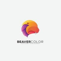 beaver logo illustration design gradient color vector