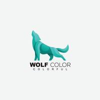wolf logo gradient colorful template vector