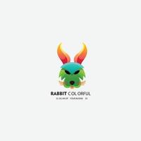 rabbit head logo colorful design vector