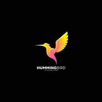 humming bird logo vector gradient color illustration