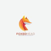 head fox design gradient logo color vector