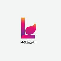 letter l with leaf design gradient colorful vector