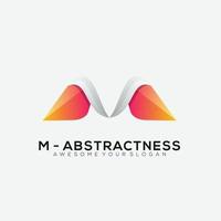 letter m wing design logo gradient color vector