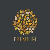 logotipo de hojas de otoño hojas doradas en círculo logotipo vector diseño de logotipo premium, arte