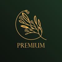 logotipo de la naturaleza con diseño único, logotipo plano logotipo floral dorado vector icono de logotipo premium