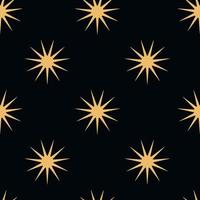 Vector flat hand drawn seamless pattern with star, sun. Flat vector hippy boho illustration.