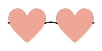 Flat vector hippy boho heart shaped sunglasses illustration. Hand drawn retro groovy elements