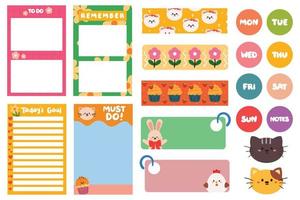 planner sticker and note paper set for journal, diary and scrapbook vector