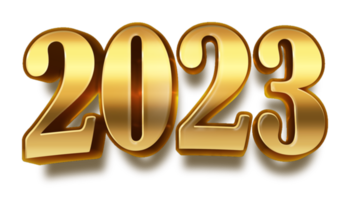 frohes neues jahr 2023 feierabend goldene glänzende textschriftarten png