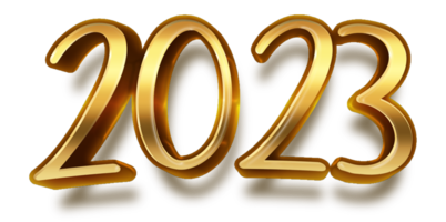 bonne année 2023 célébration veille polices de texte brillant doré png