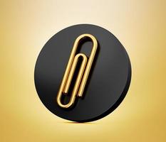 Paper clip. 3d Metal symbol in the Blue circle. 3d illustration icon photo