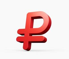 Red Ruble icon isolated on white background. 3D illustration photo