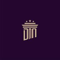 diseño de logotipo de monograma inicial dn para abogados de bufete de abogados con imagen de vector de pilar