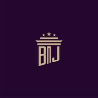 BJ initial monogram logo design for lawfirm lawyers with pillar vector image