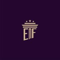 EF initial monogram logo design for lawfirm lawyers with pillar vector image