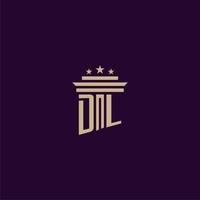 diseño de logotipo de monograma inicial dl para abogados de bufete de abogados con imagen de vector de pilar