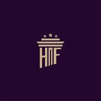 diseño de logotipo de monograma inicial hf para abogados de bufete de abogados con imagen de vector de pilar