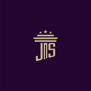 JS initial monogram logo design for lawfirm lawyers with pillar vector image
