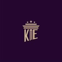 KE initial monogram logo design for lawfirm lawyers with pillar vector image