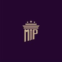 MP initial monogram logo design for lawfirm lawyers with pillar vector image