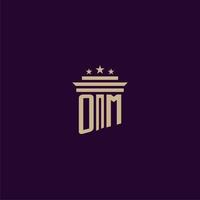 diseño de logotipo de monograma inicial de om para abogados de bufete de abogados con imagen de vector de pilar