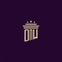 OW initial monogram logo design for lawfirm lawyers with pillar vector image