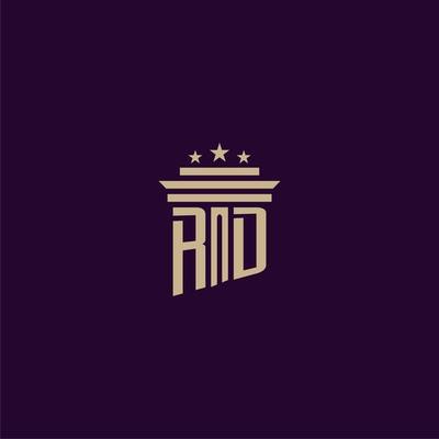 RD initial monogram logo design for lawfirm lawyers with pillar vector image