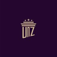 UZ initial monogram logo design for lawfirm lawyers with pillar vector image