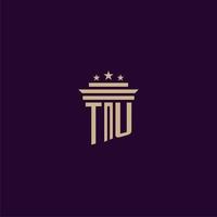 TU initial monogram logo design for lawfirm lawyers with pillar vector image