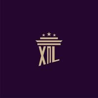 XL initial monogram logo design for lawfirm lawyers with pillar vector image