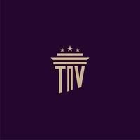 diseño de logotipo de monograma inicial de tv para abogados de bufete de abogados con imagen de vector de pilar