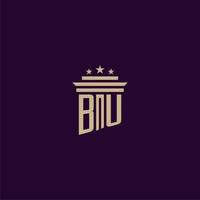 BU initial monogram logo design for lawfirm lawyers with pillar vector image