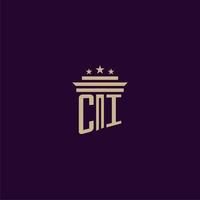 CI initial monogram logo design for lawfirm lawyers with pillar vector image