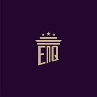 EQ initial monogram logo design for lawfirm lawyers with pillar vector image