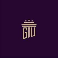 GU initial monogram logo design for lawfirm lawyers with pillar vector image